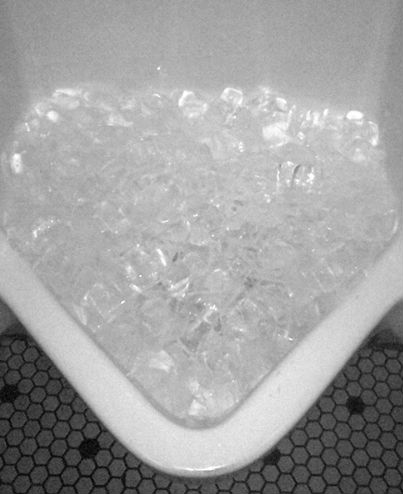 ice cubes in a urinal