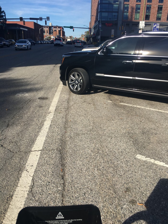 Some dick parked in the bike lane on Central Avenue.